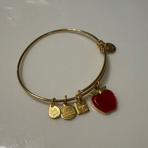 Alex and Ani Gold Charm Bracelet with Red Apple Pendant